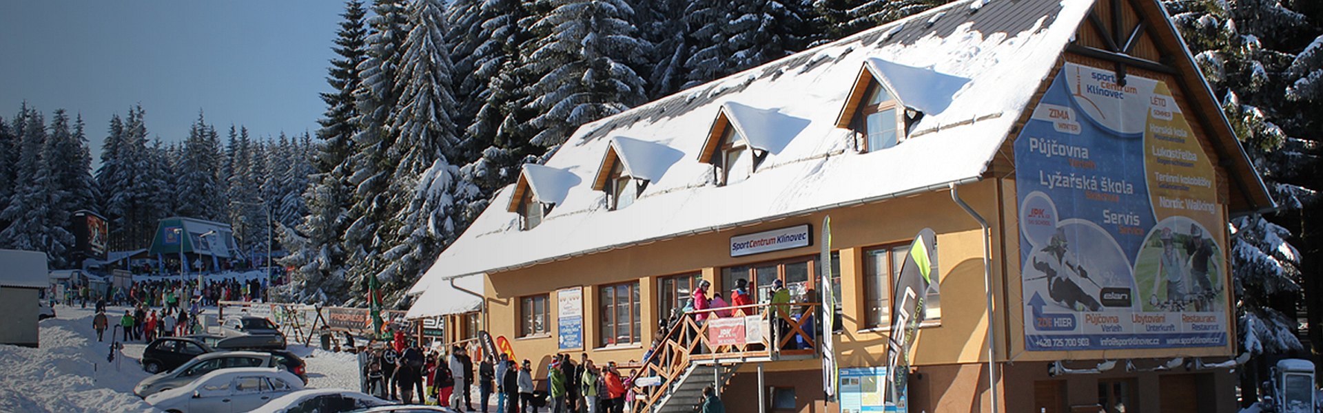 The largest ski and snowboard rental in Klinovec